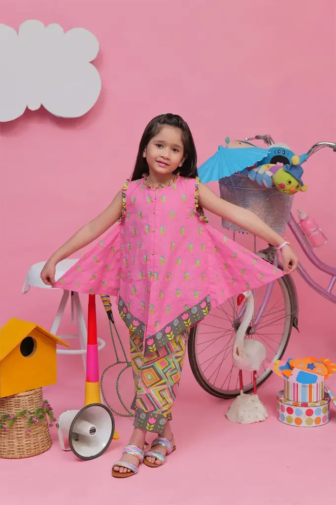 pink with printed shalwar
