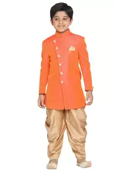 orange prince suit with golden shalwar