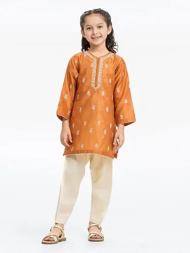 orange kurti white pajama
