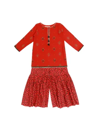 red kurti pajama